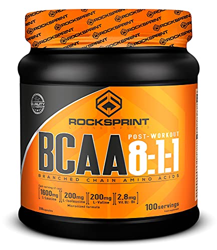 ROCKSPRINT | BCAA EN CAPSULAS | Aminoácidos Esenciales y Vitaminas B | BCAA 8:1:1 | 200 caps