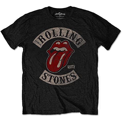 Rolling Stones Tour 78 Mens Blk TS Camiseta, Negro (Black), Large para Hombre