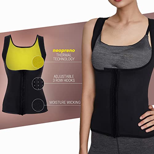 Roseate Faja Reductora Mujer Camisetas Sauna Chaleco Neopreno de Sudoración para Deporte Forma de Cuerpo y Sudor Caliente sin Cremallera/Cierre de Gancho XL