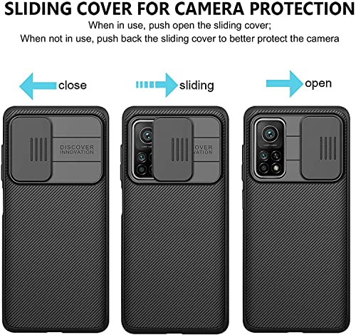 RosyHeart Funda Compatible con Xiaomi Mi 10T Pro 5G/ Mi 10T 5G, Protección de Cámara Carcasa Compatible con Mi 10T Pro 5G, Cubierta Deslizante Cámara Delgado Ligera Rígida PC Anti-Golpes Caso-Negro