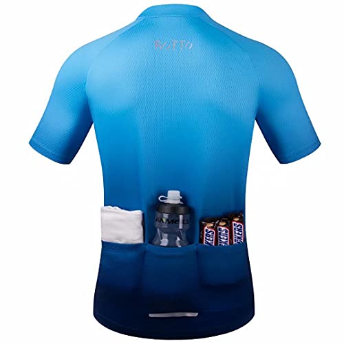 ROTTO Maillot Ciclismo Hombre Camiseta Ciclismo Manga Corta Ropa Ciclista para Bicicleta de montaña con Bolsillo