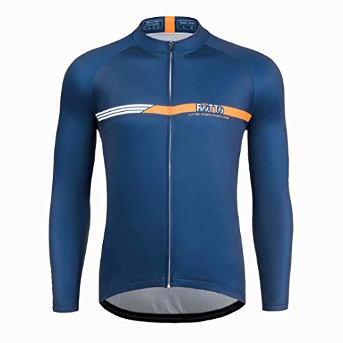 ROTTO Maillot Ciclismo Hombre Camiseta Ciclismo Manga Larga con Bolsillo