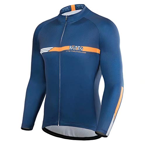 ROTTO Maillot Ciclismo Hombre Camiseta Ciclismo Manga Larga con Bolsillo