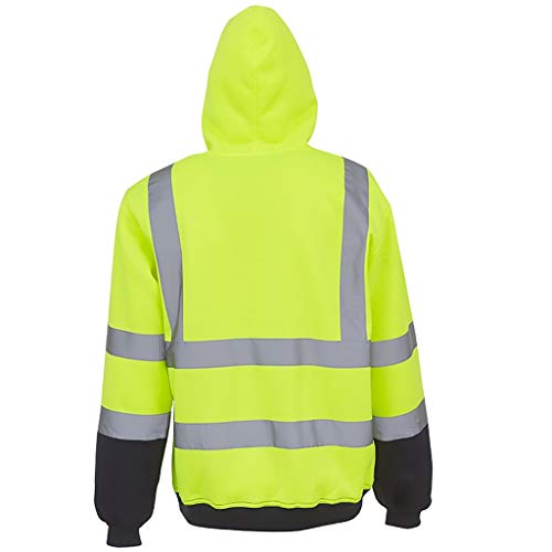 routinfly Sudadera de alta visibilidad con capucha para hombres de trabajo en carretera Ciclismo sudadera Tops reflectante ropa de trabajo entrenamiento deportes blusa