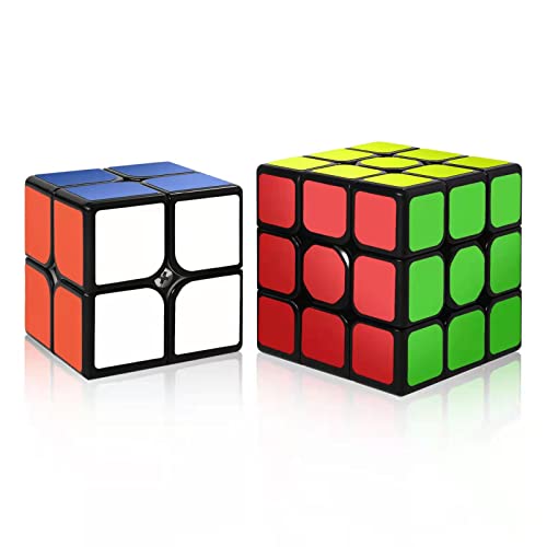 ROXENDA Cubos de Velocidad, Speed Cube Set Qiyi de 2x2 3x3 Cube, Fácil de Tornear y Liso Jugar, Cubo de Velocidad para Principiantes y Pro