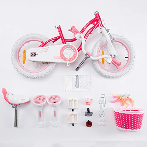 RoyalBaby Bicicleta de Niño niña Stargirl Ruedas auxiliares Bicicletas Infantiles Bicicleta para niños 12 Pulgadas Pink