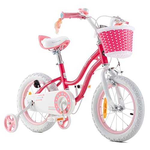 RoyalBaby Bicicleta de Niño niña Stargirl Ruedas auxiliares Bicicletas Infantiles Bicicleta para niños 12 Pulgadas Pink