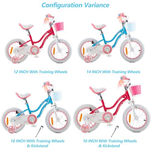 RoyalBaby Bicicleta de Niño niña Stargirl Ruedas auxiliares Bicicletas Infantiles Bicicleta para niños 12 Pulgadas Pink