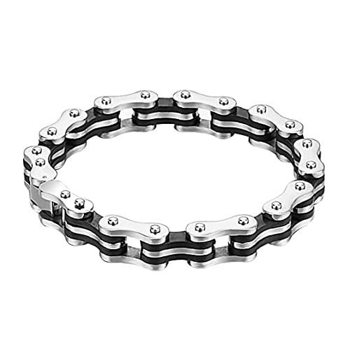 RRunzfon Pulsera de Cadena de la Bicicleta para Hombre de Pulsera para Hombre Pulsera Brazalete de joyería de Alta Resistencia de Acero Inoxidable de Plata, Ropa Deportiva