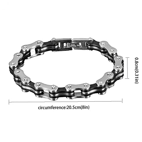 RRunzfon Pulsera de Cadena de la Bicicleta para Hombre de Pulsera para Hombre Pulsera Brazalete de joyería de Alta Resistencia de Acero Inoxidable de Plata, Ropa Deportiva