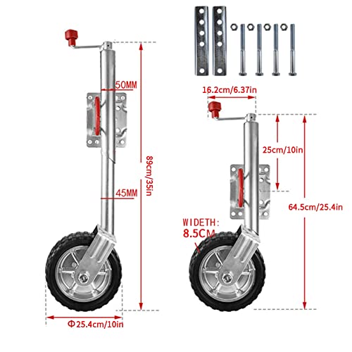 Rueda Giratoria De Remolque 25 Cm 700 Kg Rueda Jockey Remolque De Carga Pesada 25 Cm De Longitud De Elevación, para Barco, Autocaravana, Yate, Caravana (Size : 10in wheel/700kg)