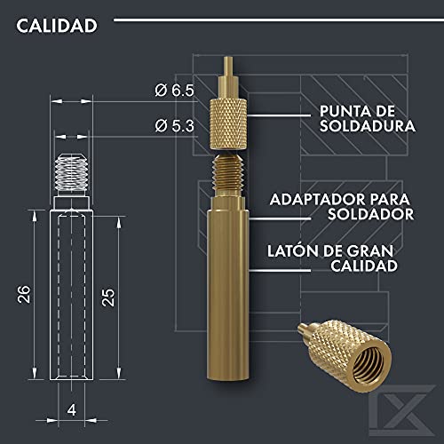 ruthex set de puntas para soldar/ayuda para fundir - puntas para insertos roscados M2 / M2.5 / M3 / M4 / M5 / M6 / M8