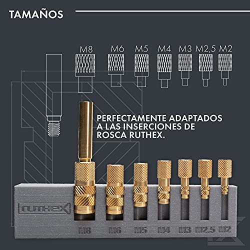 ruthex set de puntas para soldar/ayuda para fundir - puntas para insertos roscados M2 / M2.5 / M3 / M4 / M5 / M6 / M8