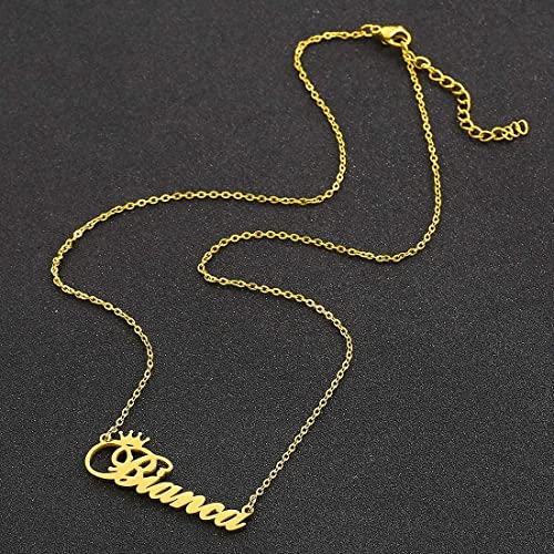 RWQIAN Personalizado Collar Nombre Cadena de Número Acero Inoxidable Joyería Mujer Hombres Oro/Plata/Rose 45+5CM