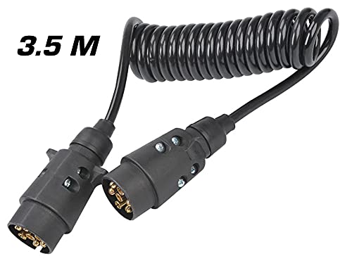 Ryme Automotive Cable de Extensión 7 Pines Gancho para Remolque 3.5M TPU Enchufe Espiral Flexible Extensible para Caravana/Tractor