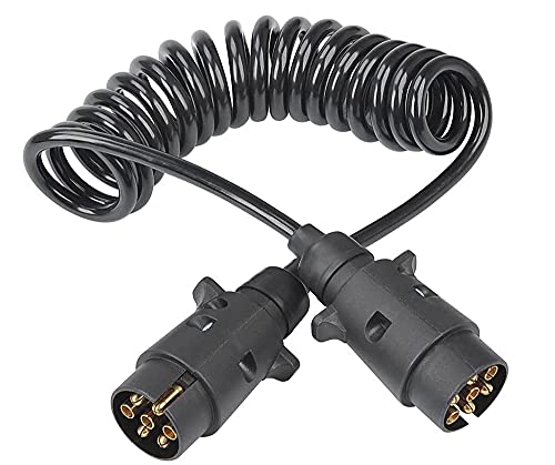 Ryme Automotive Cable de Extensión 7 Pines Gancho para Remolque 3.5M TPU Enchufe Espiral Flexible Extensible para Caravana/Tractor