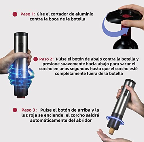 Sacacorchos Eléctronico, Abridor de Vino Electronico, Abrebotella con Bomba de Vacío, Sacacorcho Valira,Set de Vino,Idea para Regalo