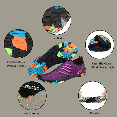 SAGUARO Escarpines Hombre Mujer Agua Calzado Playa Zapatillas para Deportes Acuáticos Buceo Snorkel Surf Natación Piscina Vela Mares Rocas Río Zapatos, Morado 38