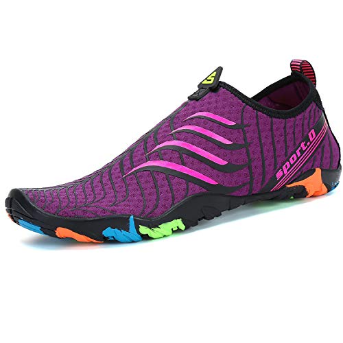 SAGUARO Escarpines Hombre Mujer Agua Calzado Playa Zapatillas para Deportes Acuáticos Buceo Snorkel Surf Natación Piscina Vela Mares Rocas Río Zapatos, Morado 38