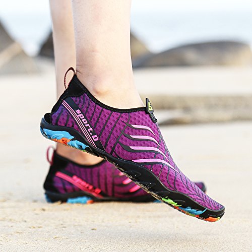 SAGUARO Escarpines Hombre Mujer Agua Calzado Playa Zapatillas para Deportes Acuáticos Buceo Snorkel Surf Natación Piscina Vela Mares Rocas Río Zapatos, Morado 38