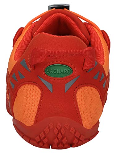 SAGUARO Hombre Mujer Barefoot Zapatillas de Trail Running Escarpines de Deportes Acuaticos Transpirable Calzado Minimalista para Fitness Entrenamiento Gimnasio, Naranja 44 EU
