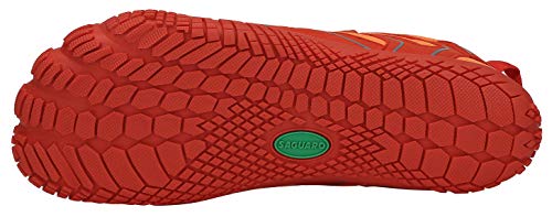 SAGUARO Hombre Mujer Barefoot Zapatillas de Trail Running Escarpines de Deportes Acuaticos Transpirable Calzado Minimalista para Fitness Entrenamiento Gimnasio, Naranja 44 EU