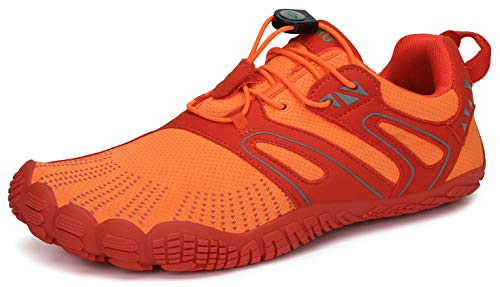 SAGUARO Hombre Mujer Barefoot Zapatillas de Trail Running Escarpines de Deportes Acuaticos Transpirable Calzado Minimalista para Fitness Entrenamiento Gimnasio, Naranja 44 EU