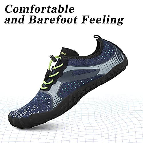 SAGUARO Hombre Mujer Barefoot Zapatillas de Trail Running Minimalistas Zapatillas de Deporte Fitness Gimnasio Caminar Zapatos Descalzos para Correr en Montaña Asfalto Escarpines de Agua, Azul, 40 EU