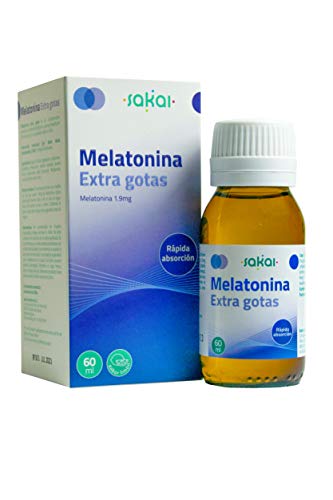 Sakai – Melatonina Extra gotas, frasco 60 mililitros. Conciliación rápida del Sueño. Fácil dosificación, 1,9mg de Melatonina por dosis. Sabor limón.