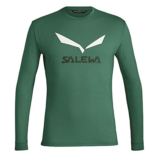 SALEWA Solid Logo Dry M L/S tee Camiseta, Hombre, Verde (Myrtle Melange), 48/ Medium