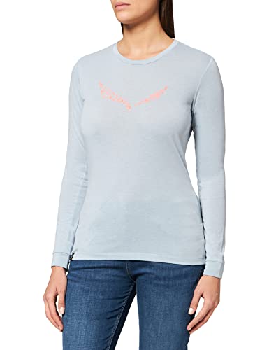 SALEWA Solid Logo Dry W L/S tee, Camiseta de Manga Larga para Mujer, Mujer, 00-0000027341, BLU (Blue Fog Melange), 42/36