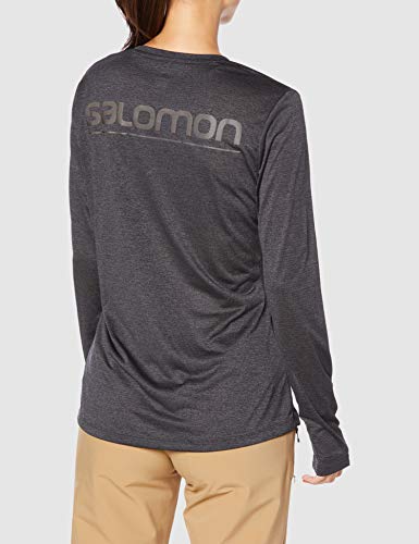 SALOMON Agile LS tee W Camiseta Deportiva de Manga Larga, Negro/Reflectante, Talla XS para Mujer