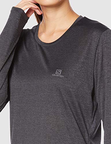 SALOMON Agile LS tee W Camiseta Deportiva de Manga Larga, Negro/Reflectante, Talla XS para Mujer