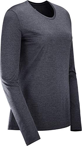 SALOMON Agile LS tee W Camiseta Deportiva de Manga Larga, Negro/Reflectante, Talla XS para Mujer