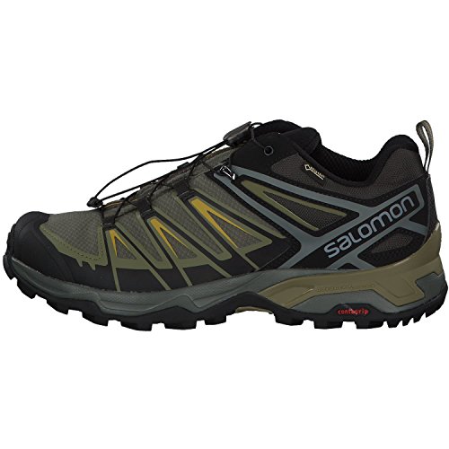 Salomon X Ultra 3 Gore-Tex (impermeable) Hombre Zapatos de trekking, Gris (Castor Gray/Beluga/Green Sulphur), 41 ⅓ EU