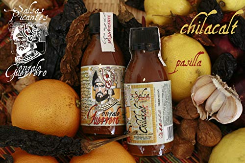 Salsas Artesanas Picantes GONZALO GUERRERO. Pack de 3 Unidades de 120ml. KOSTLI-AMARILLA, CHILACALT-PASILLA, KILIKILT-VERDE.