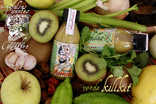 Salsas Artesanas Picantes GONZALO GUERRERO. Pack de 3 Unidades de 120ml. KOSTLI-AMARILLA, CHILACALT-PASILLA, KILIKILT-VERDE.