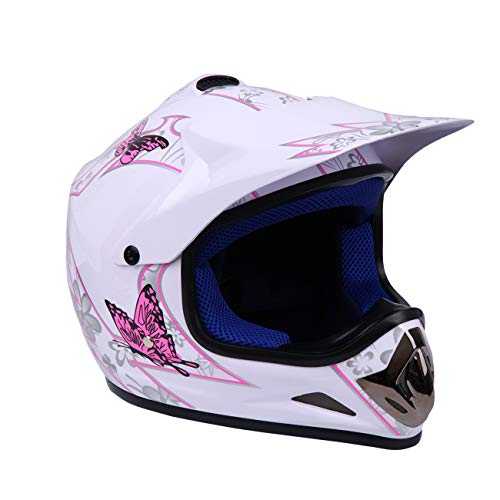 Samger DOT Youth Niños Fuera del Casco de Motocross Dirt Bike Casco con Guantes Gafas (Blanco,S)