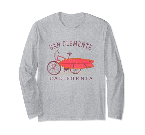 San Clemente California Surfing Fan Surfboard Bicicleta Art Manga Larga