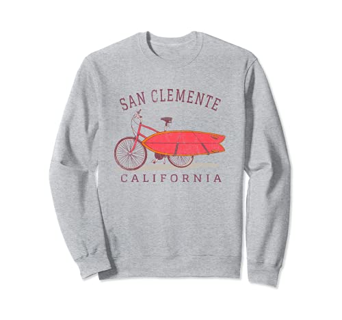 San Clemente California Surfing Fan Surfboard Bicicleta Art Sudadera