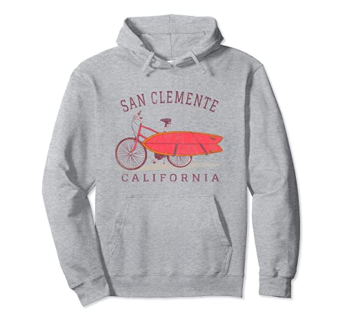 San Clemente California Surfing Fan Surfboard Bicicleta Art Sudadera con Capucha