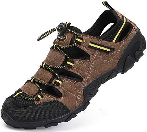 Sandalias Hombre Verano Los Zapatillas de Senderismo Transpirable Low Rise Peso Ligero Camper Cuero Sandalias Deportivas