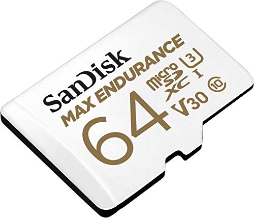 SanDisk MAX Endurance Tarjeta de Memoria microSDHC 64GB para videovigilancia y Control del hogar con Adaptador SD con hasta 15,000 Horas