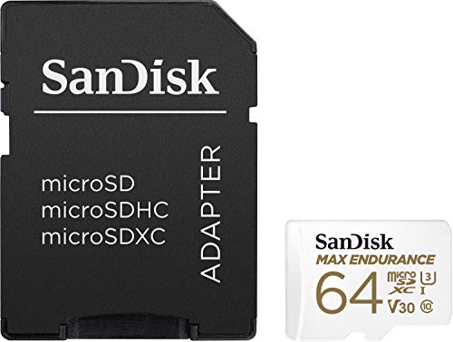 SanDisk MAX Endurance Tarjeta de Memoria microSDHC 64GB para videovigilancia y Control del hogar con Adaptador SD con hasta 15,000 Horas