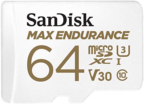 SanDisk MAX Endurance Tarjeta de Memoria microSDHC 64GB para videovigilancia y Control del hogar con Adaptador SD con hasta 15,000 Horas