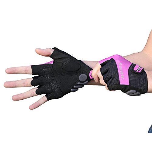 Santic Guantes Ciclismo Hombre Verano Guantes Bici Guantes Cortos para Carretera,Quedan los Dedos al Aire Rosa M