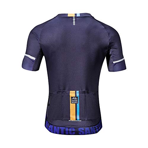 Santic Maillot Ciclismo Hombre Verano Maillot Bicicleta Montaña Bike MTB Camiseta con Mangas Cortas Azul EU XXXL