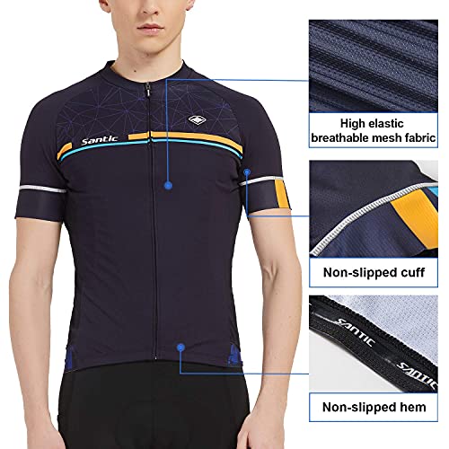 Santic Maillot Ciclismo Hombre Verano Maillot Bicicleta Montaña Bike MTB Camiseta con Mangas Cortas Azul EU XXXL