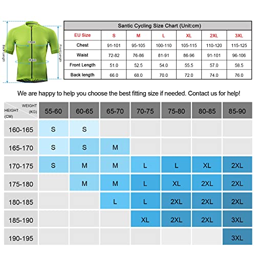 Santic Maillot Ciclista Hombre Top Ciclismo Bicicleta Bici Transpirable Secado Rápido Jersey Ciclista Yorkson Verde EU XXL