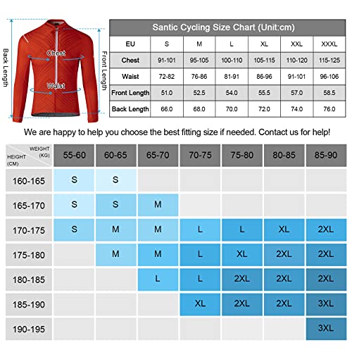 Santic Maillots Ciclismo Hombre Camisetas Ciclismo Manga Larga Rojo EU L